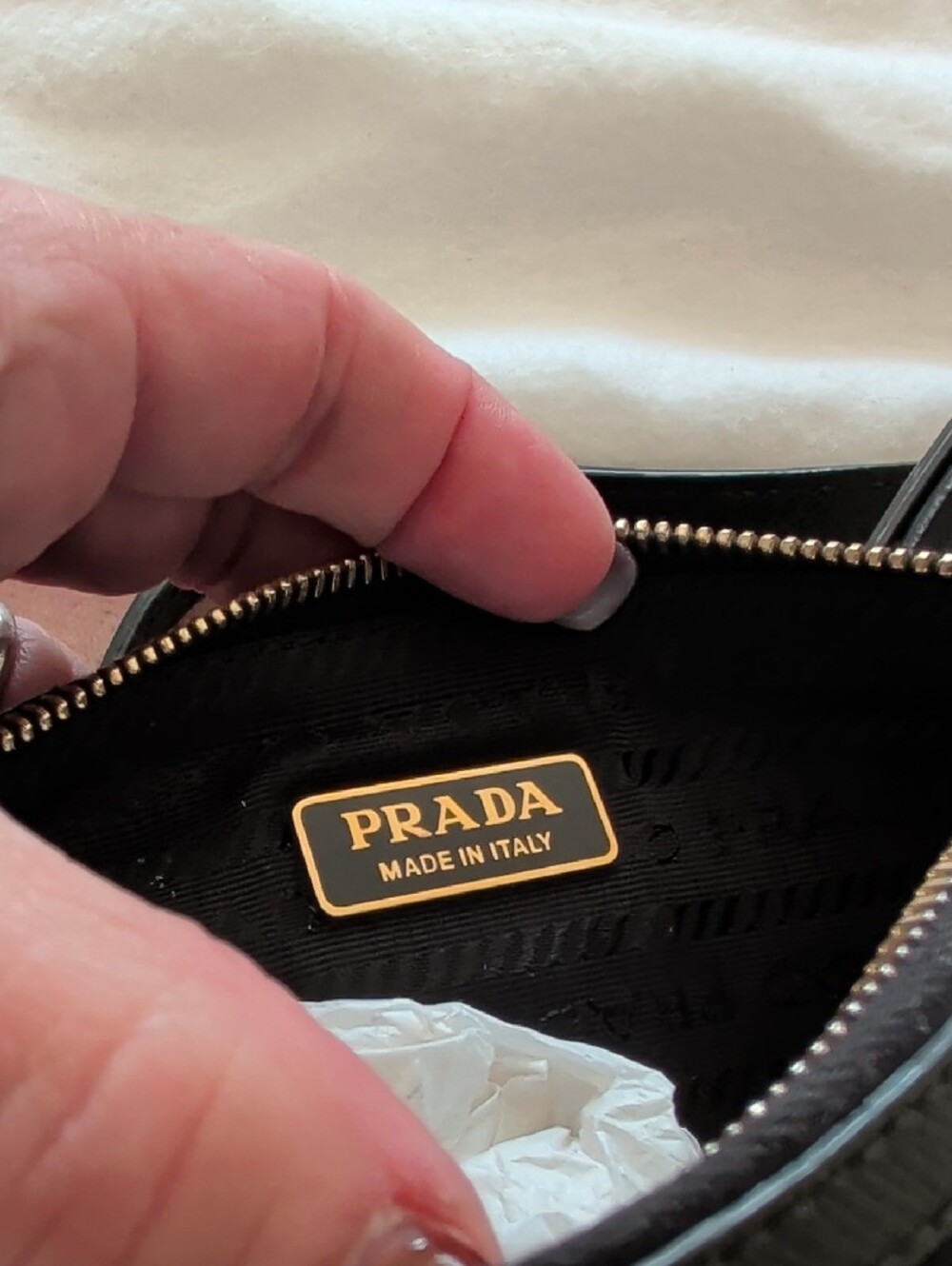 Prada Black Nylon Wrist Pouch with Gold Logo. Brand new. Bought In Milan. - Picture 3 of 5